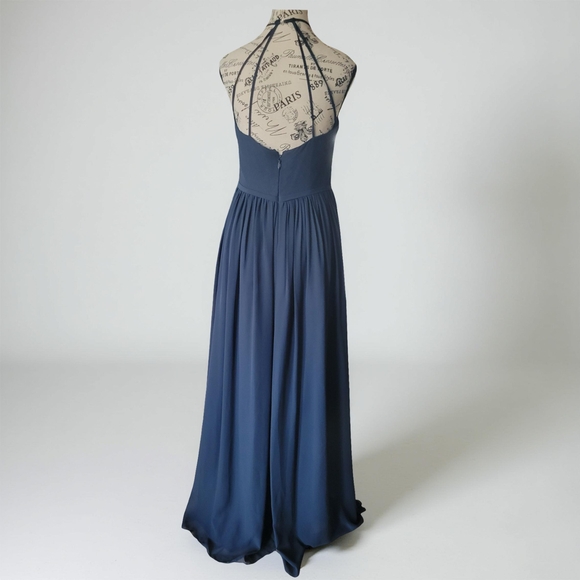 Azazie Blue Halter Maxi Dress for Prom - Picture 6 of 9